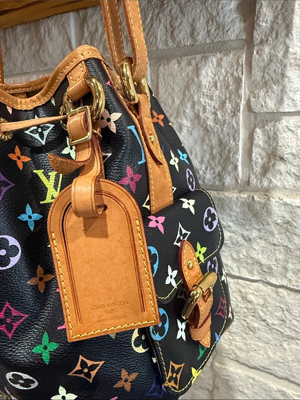 Louis Vuitton Black Multicolor Murakami Monogram Petit Noe Bucket Bag